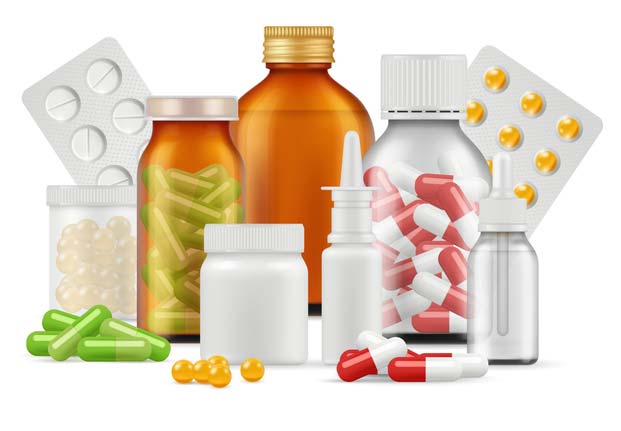 Health and wellness items like medications, nose spray