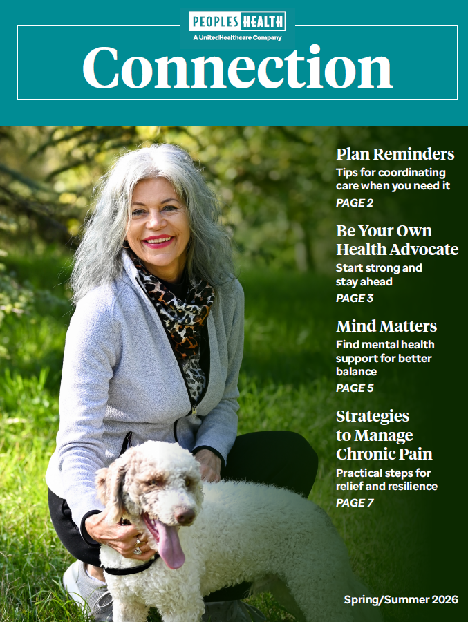 newsletter cover featuring woman and her dog
